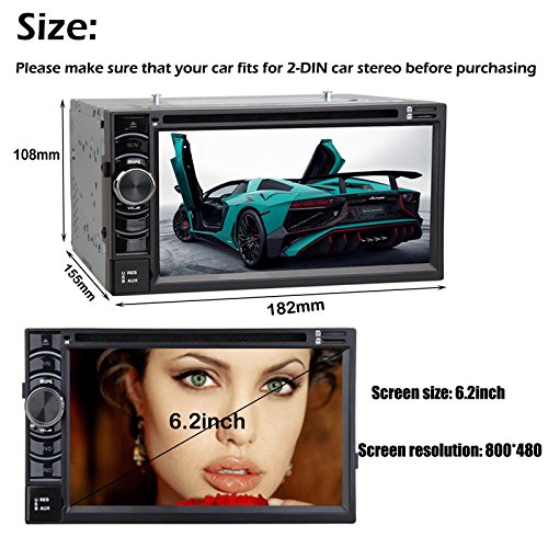 2 Din Car Stereo with Backup Camera, 6.2 Inch Touch Screen Bluetooth Receiver AM/FM/USB/SD DVD CD Player Steering Wheel Control Rear View Reverse Parking Cam - Thumbnail 4