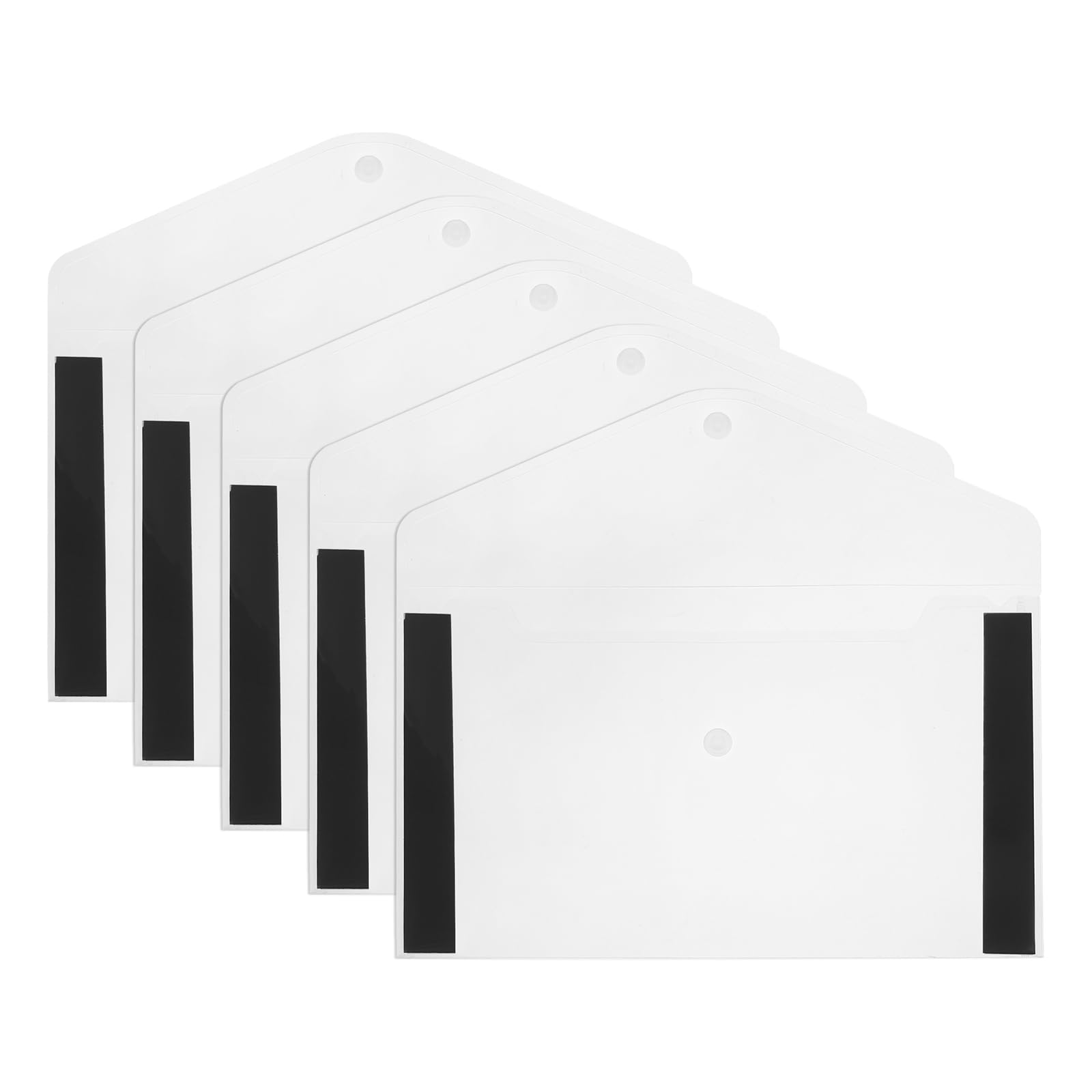 PATIKIL Clear Document Holder, 5 Pcs Clear Document Folders Magnetic Transparent Filing Envelopes Waterproof Plastic with Snap Button for A6 Paper Size, 6.7" x 4.7"