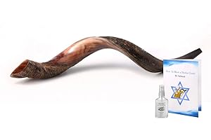 Yemenite Kudu Horn Shofar Shofars with Free Anti Odor Spray, guide Shofar from Israel (26"-28", Half polish Half Natural)