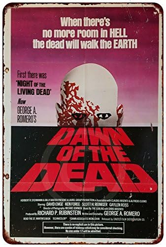 Dawn of The Dead Movie Poster Reproduction Metal Sign 8 x 12
