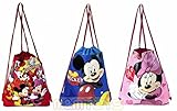 3PC Disney Mickey and Friends Drawstring Backpack Tote Bag