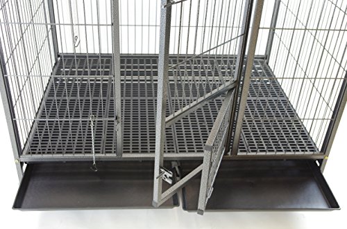 Homey Pet-49 Extra Large Heavy Duty Metal Dog Cage w/Plastic Floor Grid, Casters, Pull Out Tray and Feeding Door: L 49" x W 37" x H44