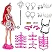 BeYumi 130 Pcs Doll Clothes Set for Dolls Include Random 16 Pack Party Gown Outfits + 10 Pairs of Shoes + 104 Pcs Doll Accessories for Various Doll, Great Gift for Girls