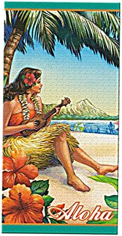 HAWAIIIAN VINTAGE HULA GIRL DANCER BEACH TOWEL &amp; BEACH BAG TOTE GIFT SET (ships priority mail)