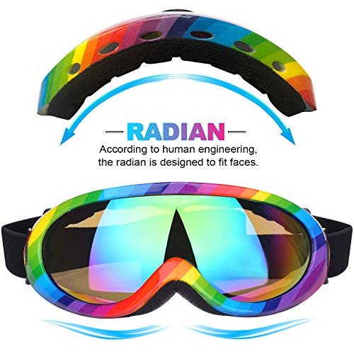 Rngeo Ski Goggles, Pack of 2, Snowboard Goggles for Kids, Boys & Girls, Youth, Men & Women, with UV 400 Protection, Wind Resistance, Anti-Glare Lenses, 2018 New Edition
