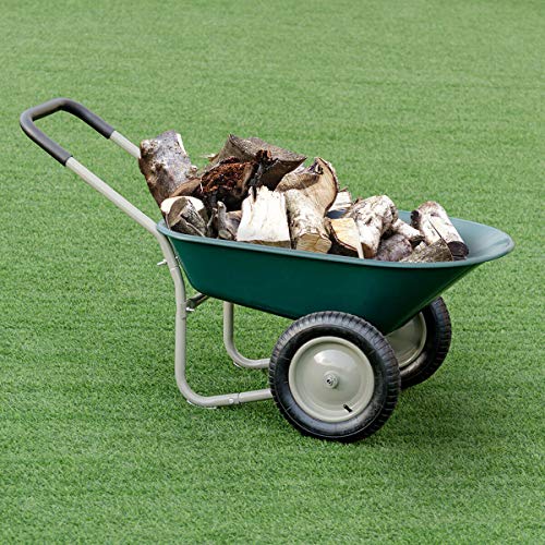 Dual Wheelbarrow Garden Cart Utility Cart Outdoor, Heavy-Duty Steel Frame, Suitable for Patio, Warehouse, and Farm