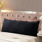 Reafort Ultra Soft Sherpa Body Pillow Cover/Case with Zipper Closure 21"x54" (Black, 21"X54)
