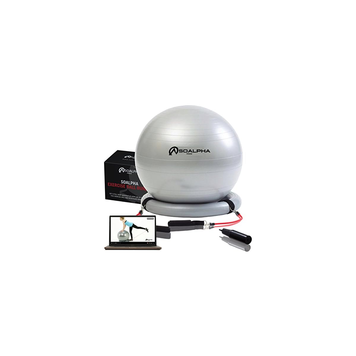 soalpha exercise ball with resistance bands
