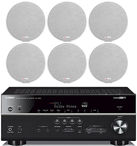 Yamaha 7.2-Channel Wireless Bluetooth 4K Network A/V Wi-Fi Home Theater Receiver + Boston Acoustics 5-1/4″ 2 Way High-Performance Natural Surround Sound in-Ceiling Speaker System (Set of 6)