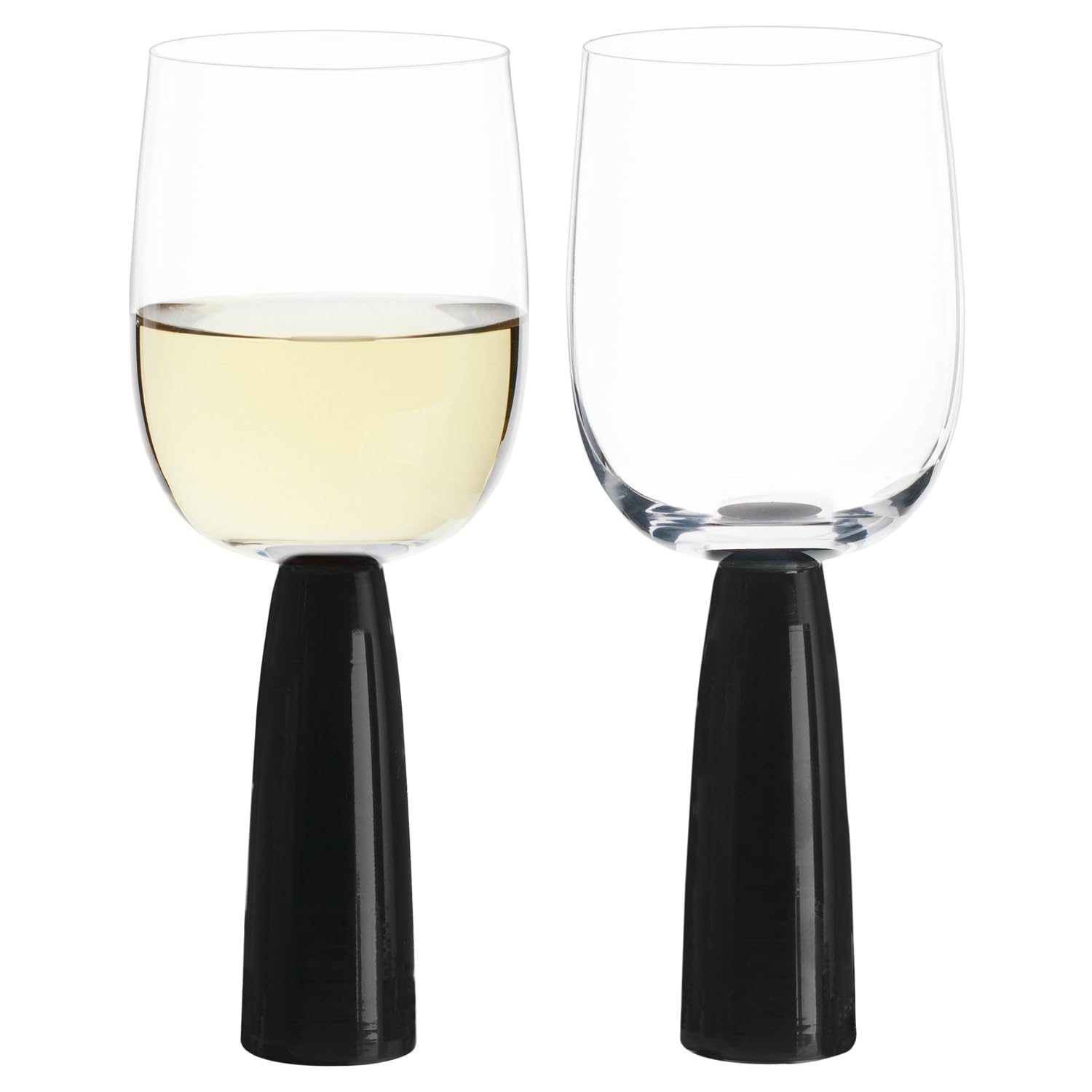 Anton Studio Designs Oslo Handmade Wine Glasses Perfect for Red Wine, White Wine, Water, or Beverages - 300 ml - Black - Set of 2 Elegant Wine Glasses