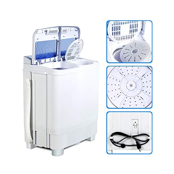 KUPPET Portable Washing Machine, 17lbs Compact Twin Tub Washer and Spin