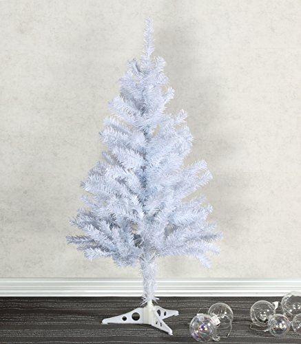 Baner Garden 4’ Classic Premium Artificial PVC Pine Christmas Tree with plastic Stand Holiday Season Indoor Outdoor, Crystal White Flocked Snow (CT76-4)