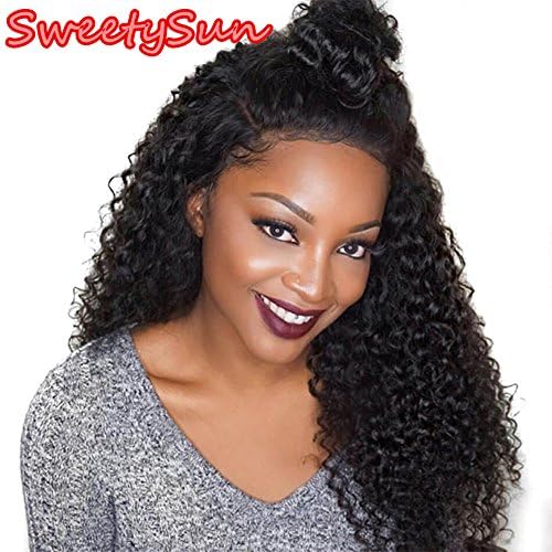 SweetMM Hair Real Human Hair Curly Lace Front Wigs Human hair wigs With Baby Virgin Brazilian Hair for Black women (16" Front 130%)
