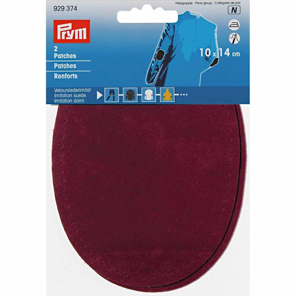 PRYM_929374-1 Patches Imitation Suede for Ironing/Sewing on 14x10 cm Dark red