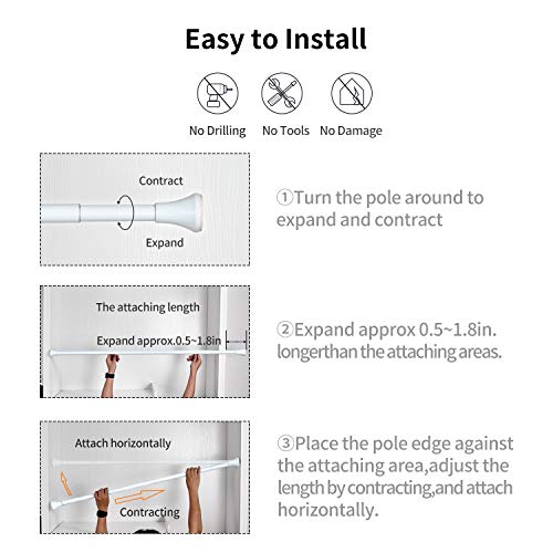 Cobbe Shower Curtain Rod,Shower Tension Curtain Rod Adjustable Spring Tension Curtain Rods for Windows,Bathroom, Closet, Doorway, 27 to 47 Inches