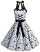 DRESSTELLS Women 50s Dress Vintage Cocktail Halter Dresses 1950s Rockabilly Audrey Hepburn Dress for Prom Bridesmaid Party Homecoming White Skull 2XL