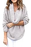 Mulisky Women's Loose Cowl Neck Long Sleeve Solid Knitted Pullover Sweater