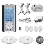 8 Modes Best Portable Electro Smart Pain Relief Machine| Digital Hand held Impulse Device | HealthmateForever HM8GL(Black) +Wireless Pads Kit WI-9 | Dual Purpose Wire or Wireless