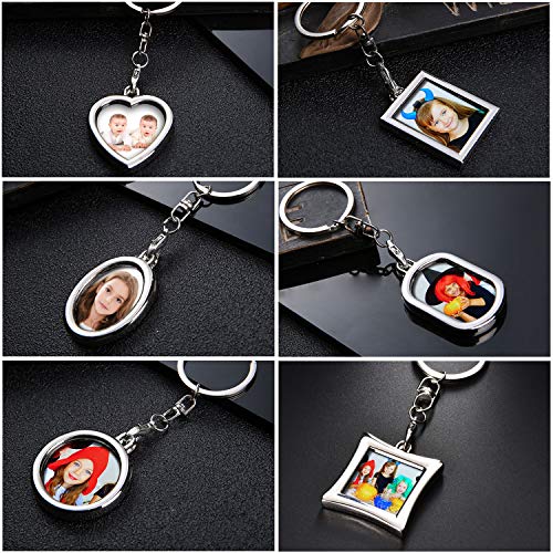trounistro 18 Pack Photo Frame Keychain Blank Picture Frame Key Rings DIY Photos Keyring Pack for Valentine's Day, Birthday, Father's Day, Mother Day, Graduate, Wedding Gifts, 6 Styles