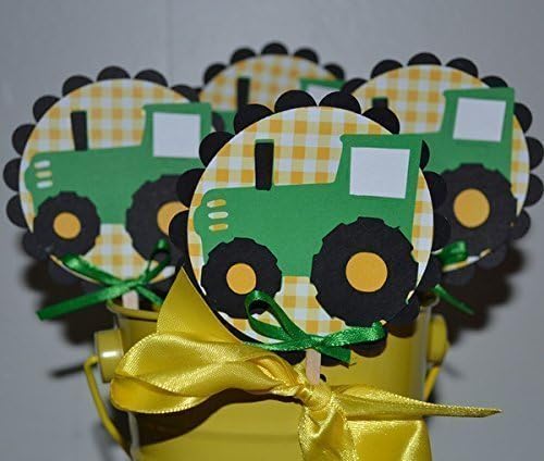 Farm John Deere Green inspired Tractor cupcake toppers set of 12