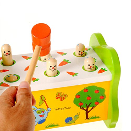 Muicatte Parent-child Interaction Wooden Knocking Toy Rabbit Ground Mouse Game