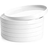 Sweese Porcelain Flat Dessert Plates Set of 6-7.8 Inch Salad Plates for Kitchen, Small Appetizer, Small Dish Set, Microwave & Dishwasher Safe, Scratch Resistant - Elegant White Glaze