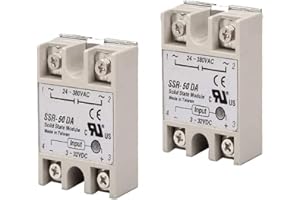 Artshu Single Phase Solid State Relay SSR Relay SSR-50DA-H 50DA 25DA 40DA 10DA H DC to AC Relay Solid State Resistance Regulator (2pcs SSR 50DA)