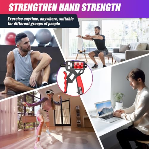 Hand Grip Ajustável 3 em 1, 5-165 kg, com Contador Mecânico e Martelo de Emergência, Fortalecedor de Força de Pegada para Musculação, Segurança Veicular