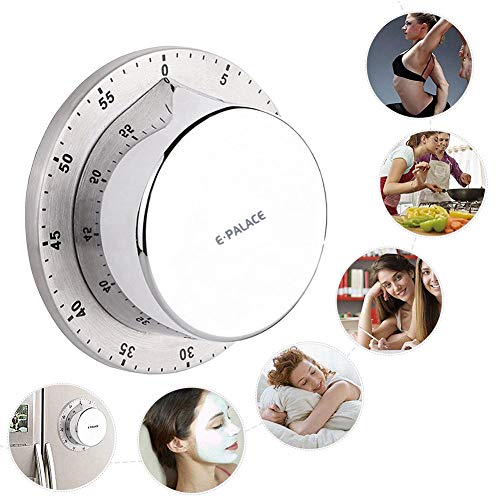 Kitchen Timer, Cooking Timer Clock with Alarm Magnetic Backing Stand, Stainless Steel Body Mechanical Countdown Timer Kitchen Reminder - Silver 2Pack(Type1+Type2) - Thumbnail 3