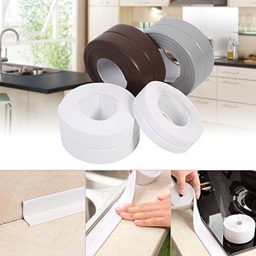 White Wall Caulk Strip Adhesive Kitchen Caulk Tape and Bathroom Wall Sealing Tape Caulk Sealer Moisture Proof PVC Edge Guard Anti-Scratch Wall Decoration, 22mm×3.2m - Thumbnail 4