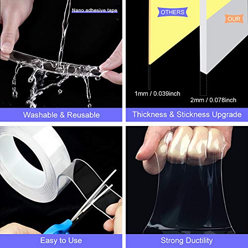 Fonday Nano Double Sided Tape Heavy Duty, Multipurpose Traceless