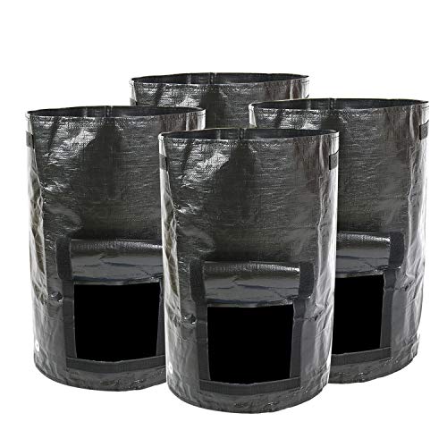 DAFUANY Garden Potato Grow Bags 4 Pack 10 Gallon Vegetables Grow Pots with Access Flap and Handles