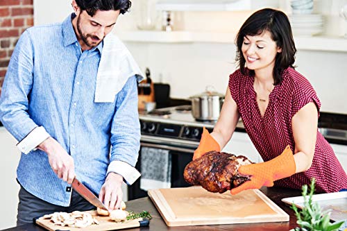 Jolly Green Products Ekogrips Premium BBQ Oven Gloves | Best Versatile Heat Resistant Grill Gloves | Insulated Silicone Oven Mitts for Grilling | Waterproof | Forearm Protection | Orange, XXL