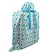 VZWraps Elephants Reusable Fabric Gift Bag for Baby Shower, Child’s Birthday, or Any Occasion (Jumbo 27 Inches Wide by 33 Inches High, Turquoise Blue)