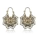 Vintage Mandala Flower Drop Dangle Earring for Women Girl Tribal Hollow Floral Pendant Earrings (Gold)