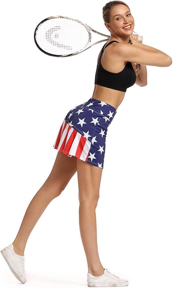 Ultrafun Women's Active Tennis Golf Skort Pleated Athletic Sports Running Skirt with Pockets and Shorts: Clothing