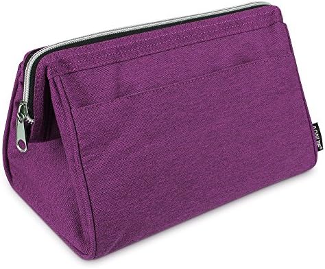 WATERFLY Makeup Bag Water Resistant Toiletry Bag Cosmetic Bag with Interior Steel Support for Travelling Hiking (purple)
