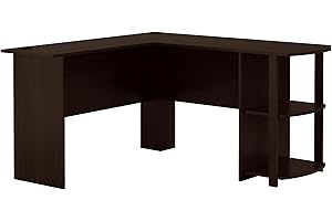 Ameriwood Home Dakota L-Shaped Desk with Bookshelves, Espresso