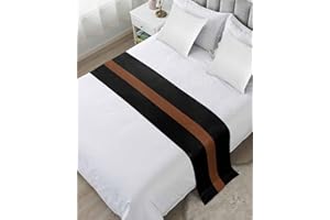 HOMECHOID Black Stripes Bed Runner for King Size Bed, Bedspread Protector Slipcover Bed Scarf for Foot Bed Runners & Scarves for Bedroom Hotel Wedding 102x20 Inches Contemporary Brown Geometric Stripes Boho