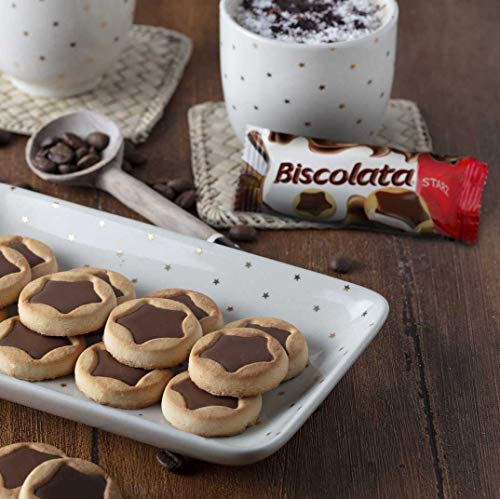 Biscolata Starz Tea Biscuit Filled Cookies Topped with Milk Chocolate - 6 Bite Size Cookies Per Individually Wrapped Pack, Premium To-Go Snack, 6 Count (2-Pack)