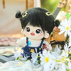 niannyyhouse 20cm Plush Doll Black Hair Girl