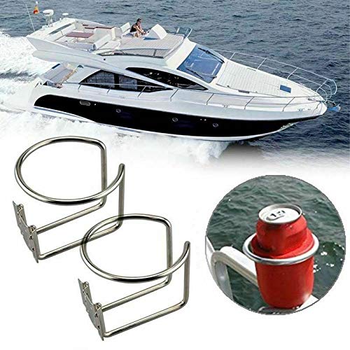 Riloer Marine Yacht Truck Car Boat 2x Stainless Steel Ring Holder Cup Drink Holder