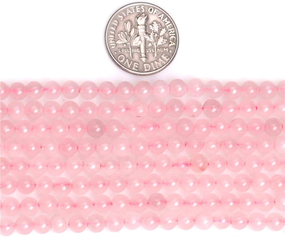 GEM-Inside Natural 4mm Rose Quartz Round Gemstone Semi Precious Loose Beads for Jewellery Making 15'' - Image 5