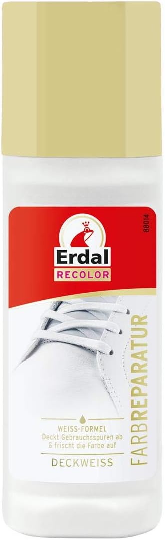 Erdal Brand White Leather Shoe Dye, 75 ml - Repair Deckweiß Highly Opaque Care Product for Textile and Smooth Leather Shoes