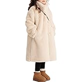 LAVIQK Girls Winter Faux Fur Dress Coat Pea Coat Warm Overcoat Fleece Jacket Casual Trendy Outerwear