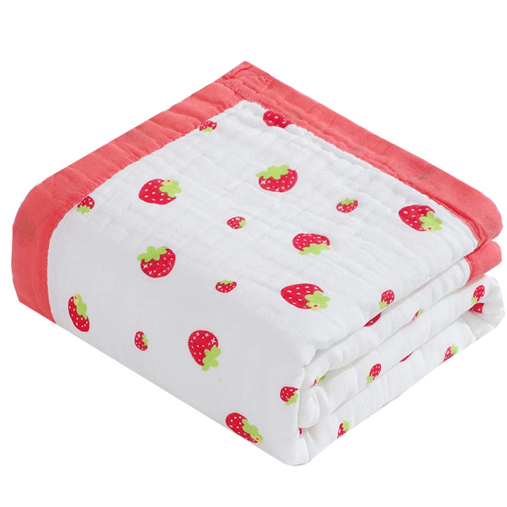 Eyands 6 Layer Muslin Swaddle Blanket, 43.3 x 43.3 Inch Soft Cotton Nursery Blanket, Cute Receiving Blanket for Baby Gift