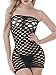 Firstbuy Women Sexy Lingerie Fishnet Bodysuit Bodystocking Crotchless Chemise Babydoll Free Size (Black-03)