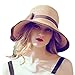 Home Prefer Womens Straw Sun Hat UPF50+ Wide Brim Floppy Hat Summer Beach Cap Khaki