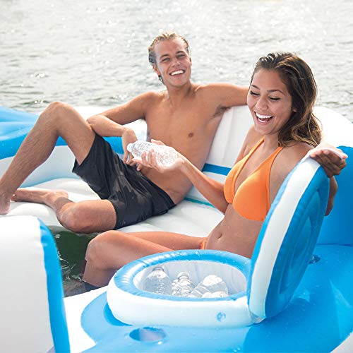 MrBigDeal Inflatable Float Relaxation Ocean Lake Island Lounge Tube Floating Raft w/Cooler