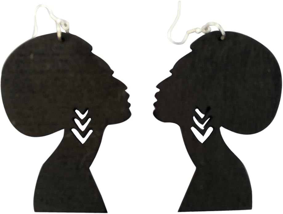 Amazon Com Black Afro Woman Silhouette Wood Earrings Natural Hair